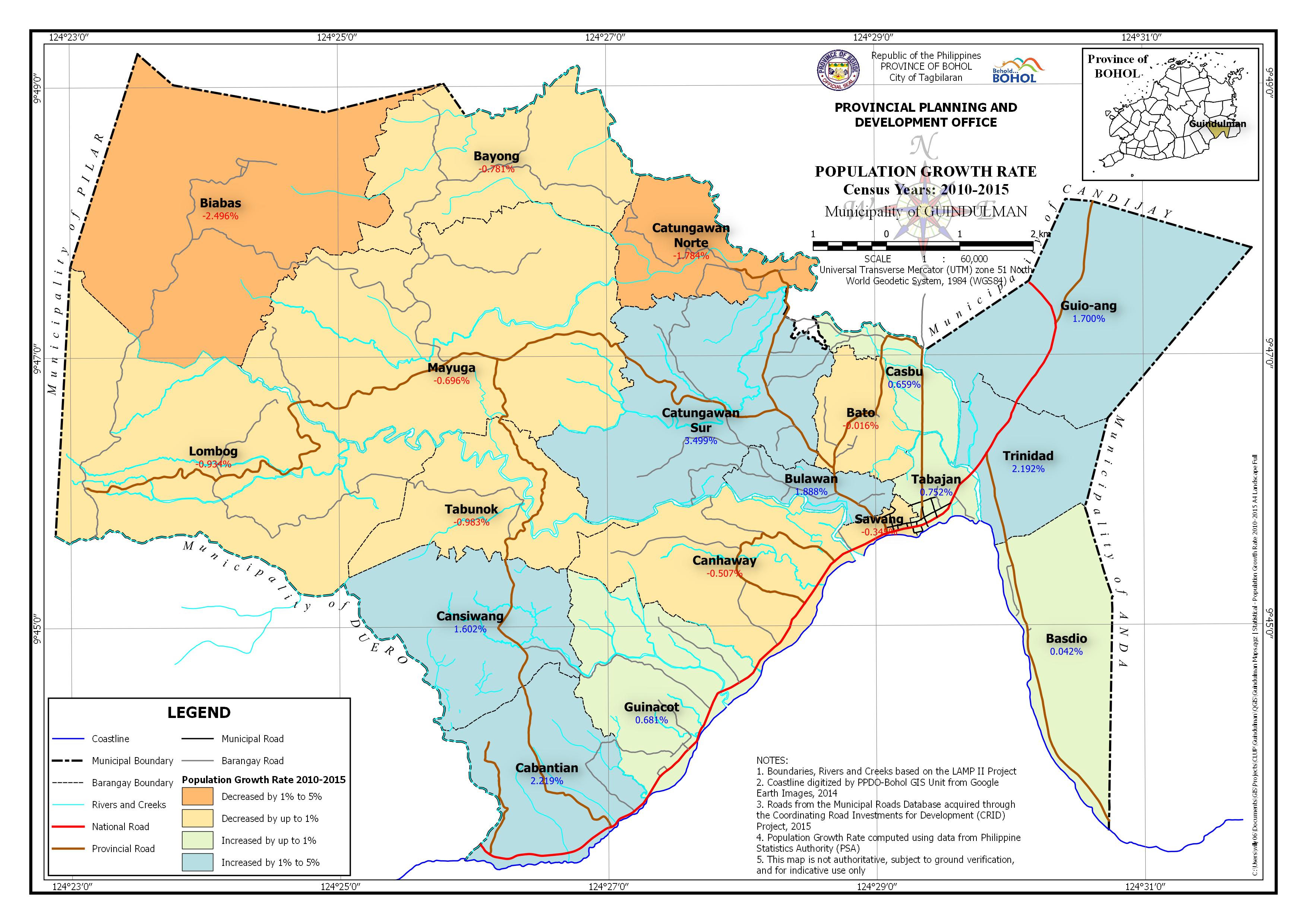 Population Growth Rate 2010-2015 Map